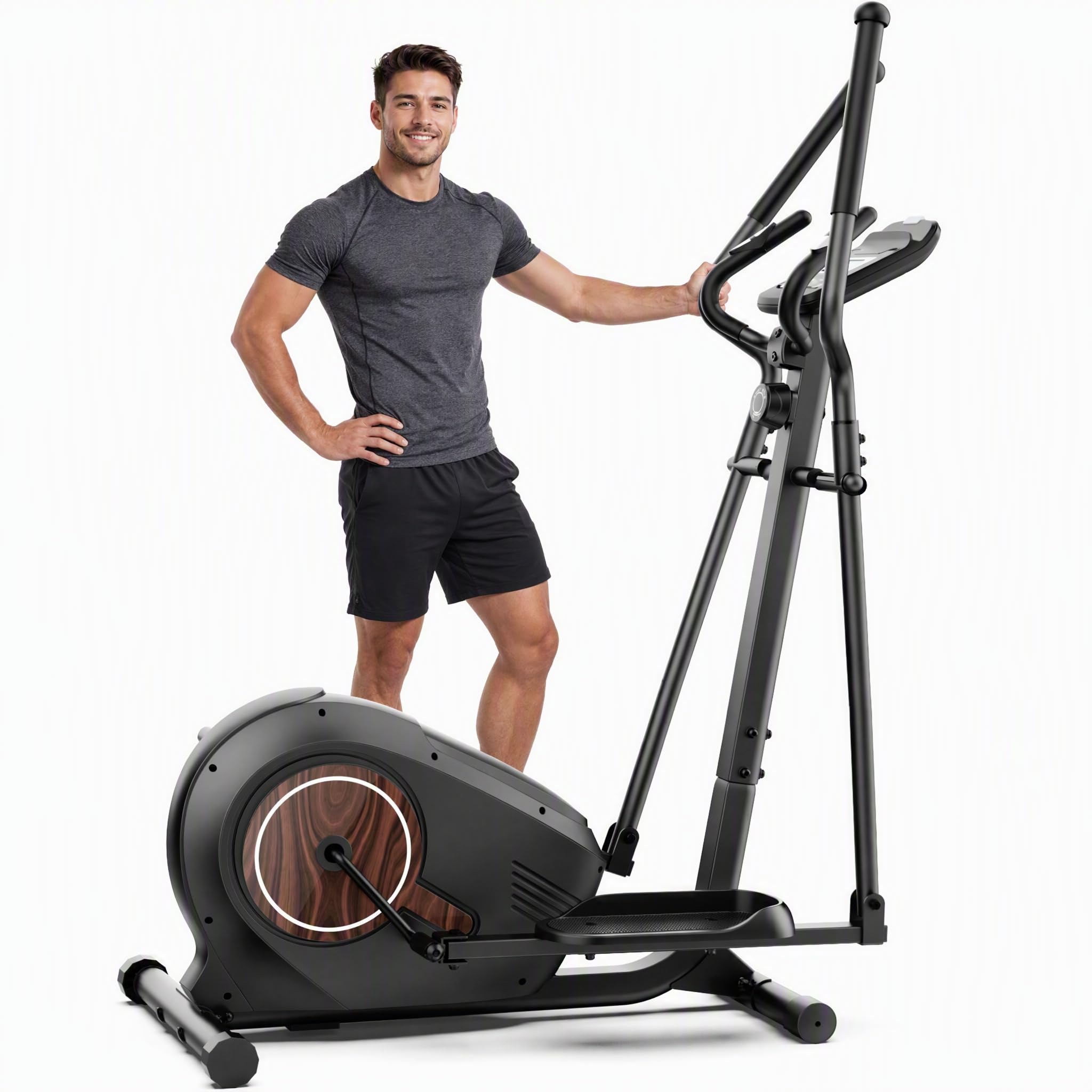 ANCHEER Elliptical Exercise Machine with 15.5" Stride, 500 LBS, Ultra-Quiet