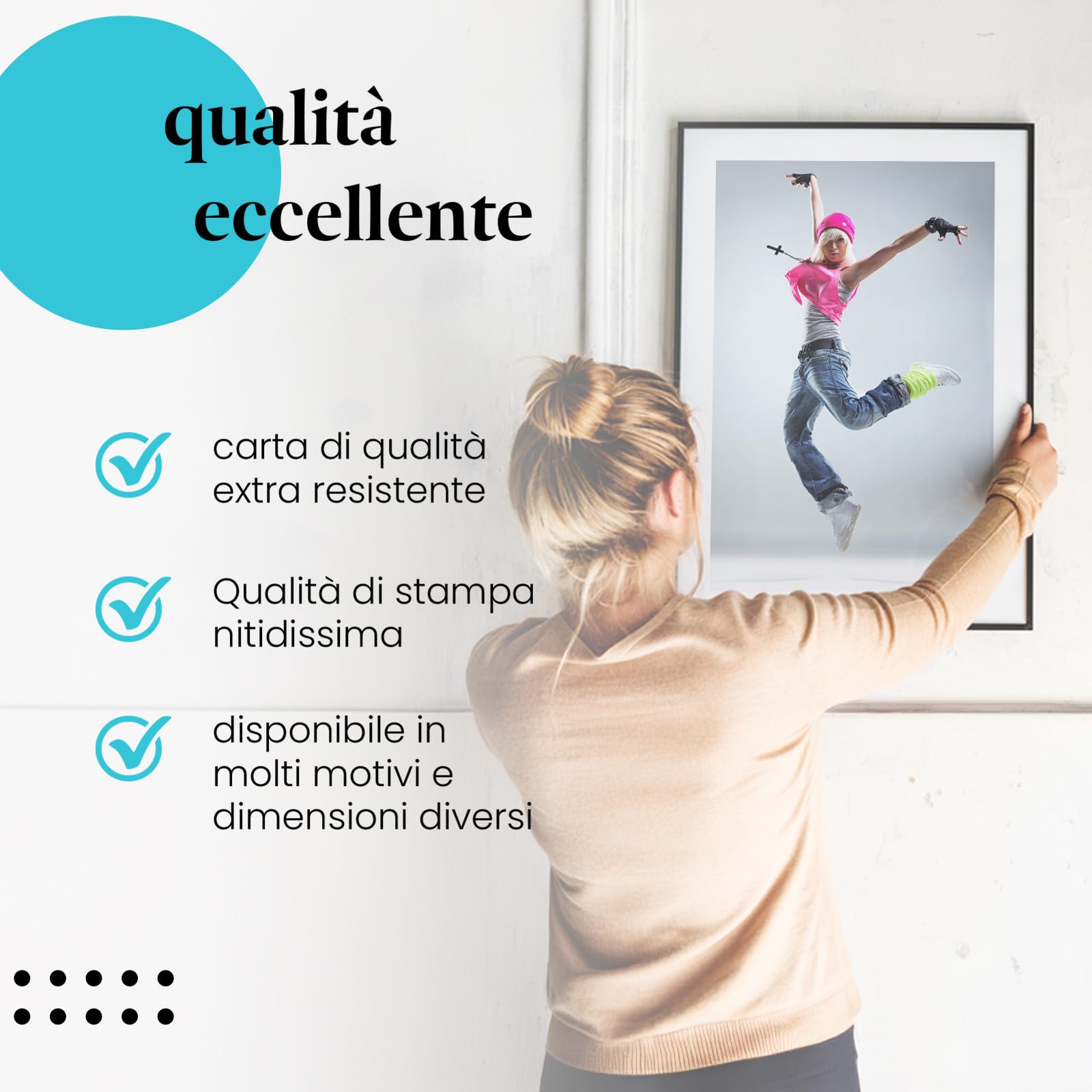Postereck - 3411 - Hip hop, danza, musica, donna, sport, salto - Decorazione da Parete, Stampa Artistica, Arredamento Interni, Stampa Fotografica - Tela - 100,0 cm x 75,0 cm