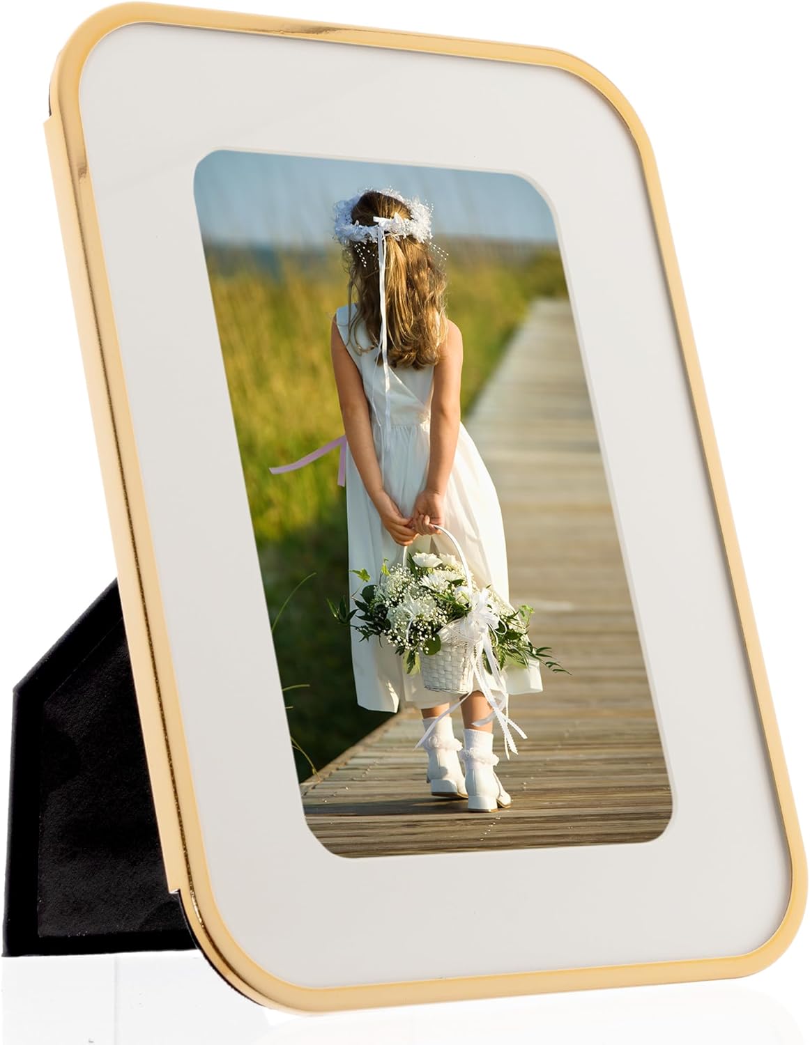 Lawrence Frames Matted Metal Frame, Embrace, Gold, 4x6