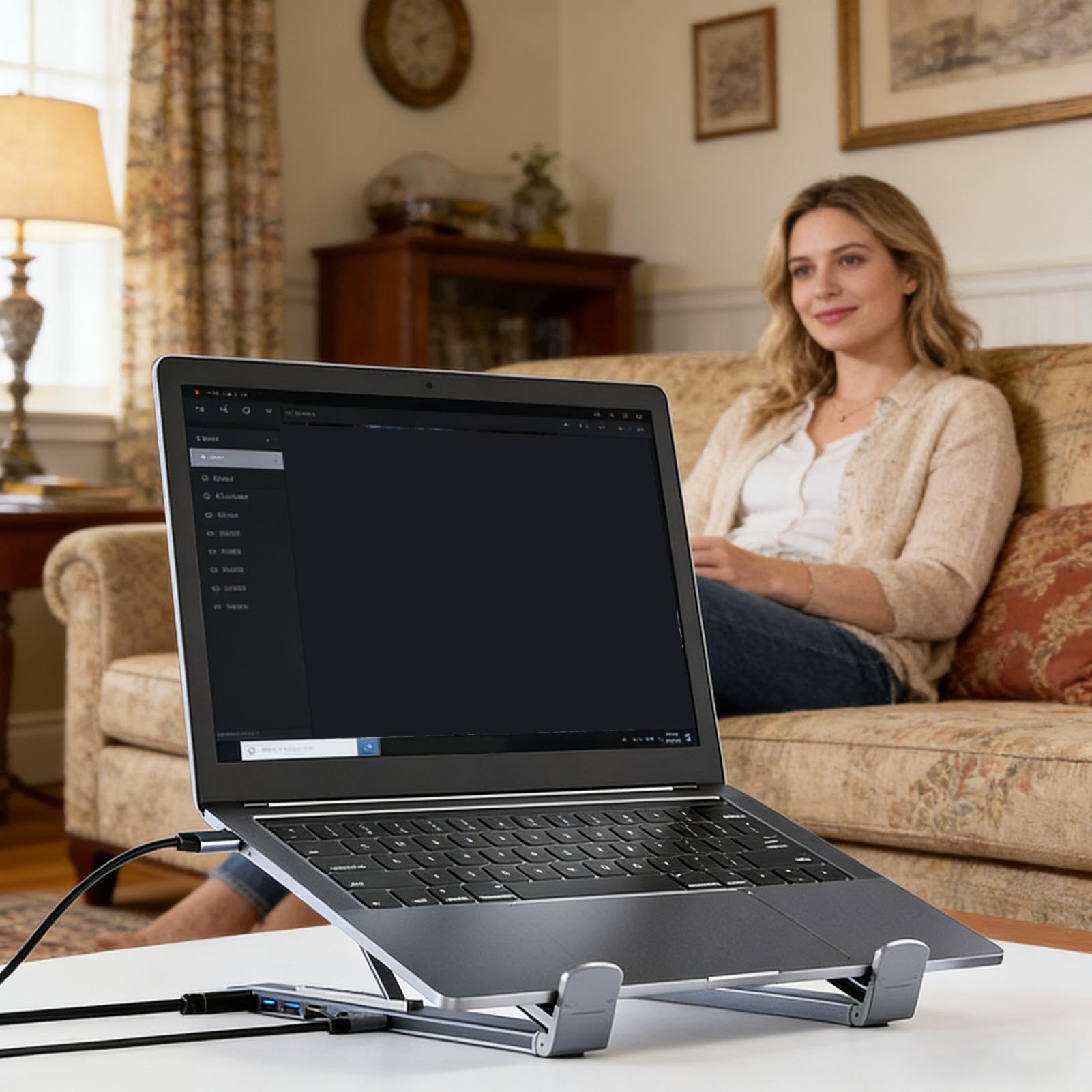 Base de Acoplamiento para Laptop Hub USB C 8 en 1 con Elevador para | Transferencia de Datos 5Gbps Base Plegable Portátil de Escritorio con Puertos USB escritorio, oficina, hogar