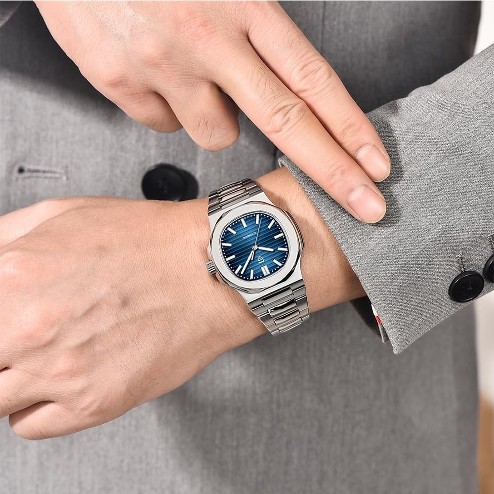 Pagani Design Herrenuhr PD-1728 Himmelblau 40 mm Herrenuhr Edelstahlgehäuse Synthetisches Saphirglas ST16 Chronograph Automatikuhr mit mechanischem Uhrwerk