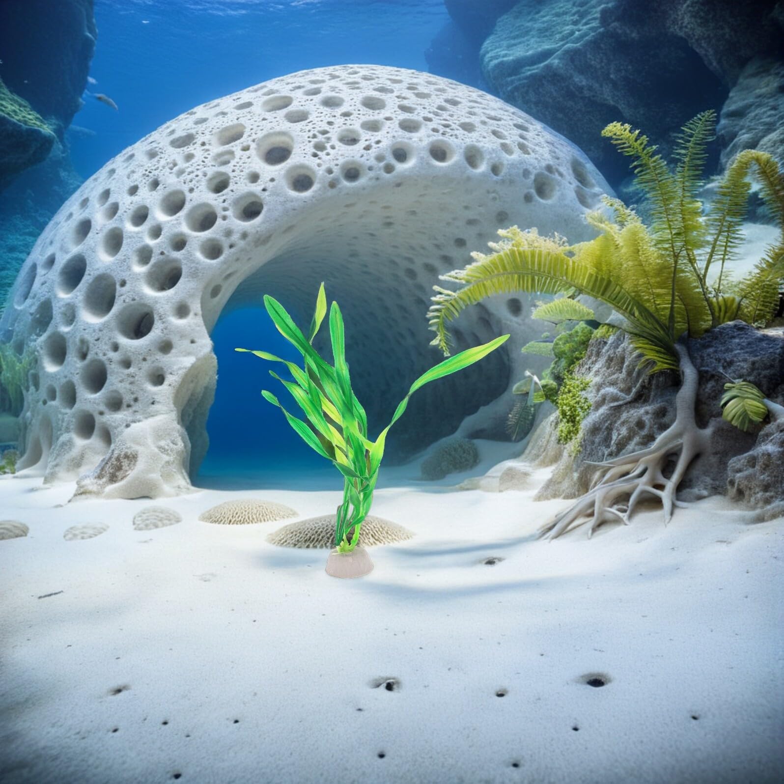 Plantas Artificiales para Peceras 30 Piezas 20 Cm Algas Verdes de Plástico Base, Decoración Acuática para Tanques de Peces Tropicales y Bettas, Accesorio para Acuarios