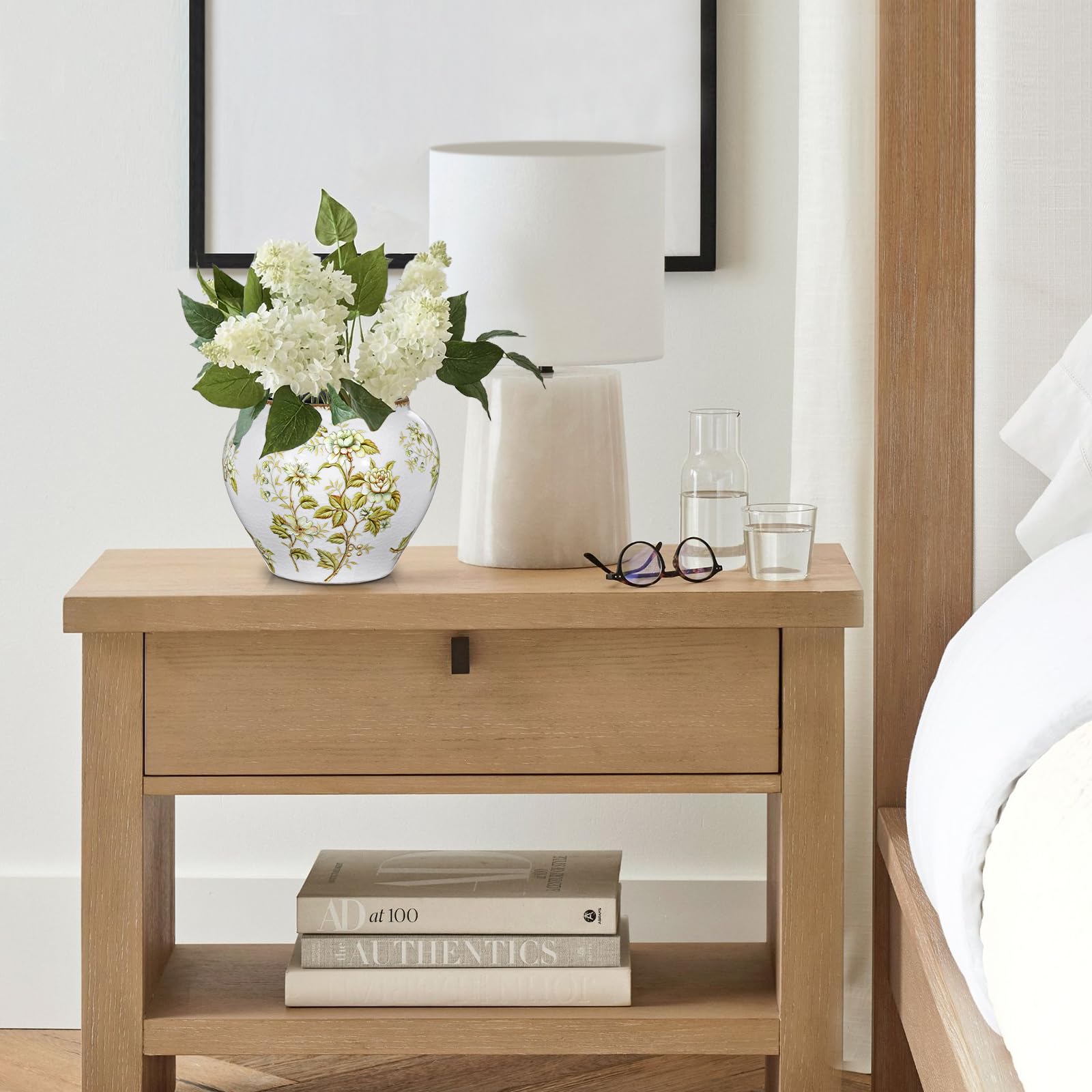Hollyone Ceramiczny wazon glazurowany, 15 cm, dekoracyjny wazon na kwiaty, ręcznie robiona ceramika do dekoracji wnętrz, łazienki, świeżych kwiatów, sztucznych aranżacji kwiatowych, centralnego stołu