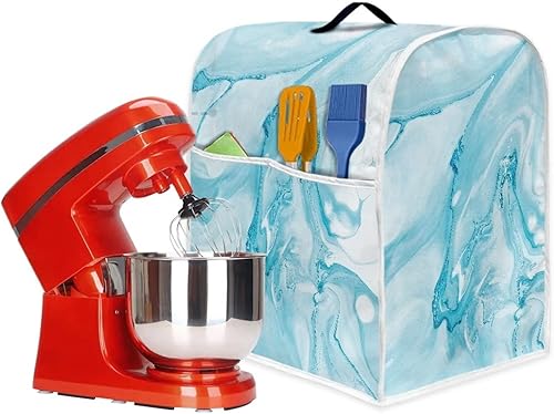 Miniatura 5 de Funda para batidora de soporte con estampado de mármol azul, compatible con mezclador de cocina de 4.5 a 5 cuartos de galón, fundas lavables a