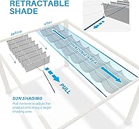 Vista 3 de Patio Cubierta de Sombra Retráctil para Pérgola de 3 pies de Ancho x 12 pies de Largo, Repuesto de Toldo, Cubiertas de Tela para Pérgolas al Aire