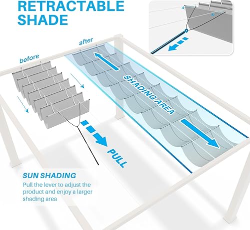 Miniatura 3 de Patio Toldo retráctil impermeable para pérgola, cubierta de repuesto, para exteriores, con alambre ondulado, con accesorios para cables, para