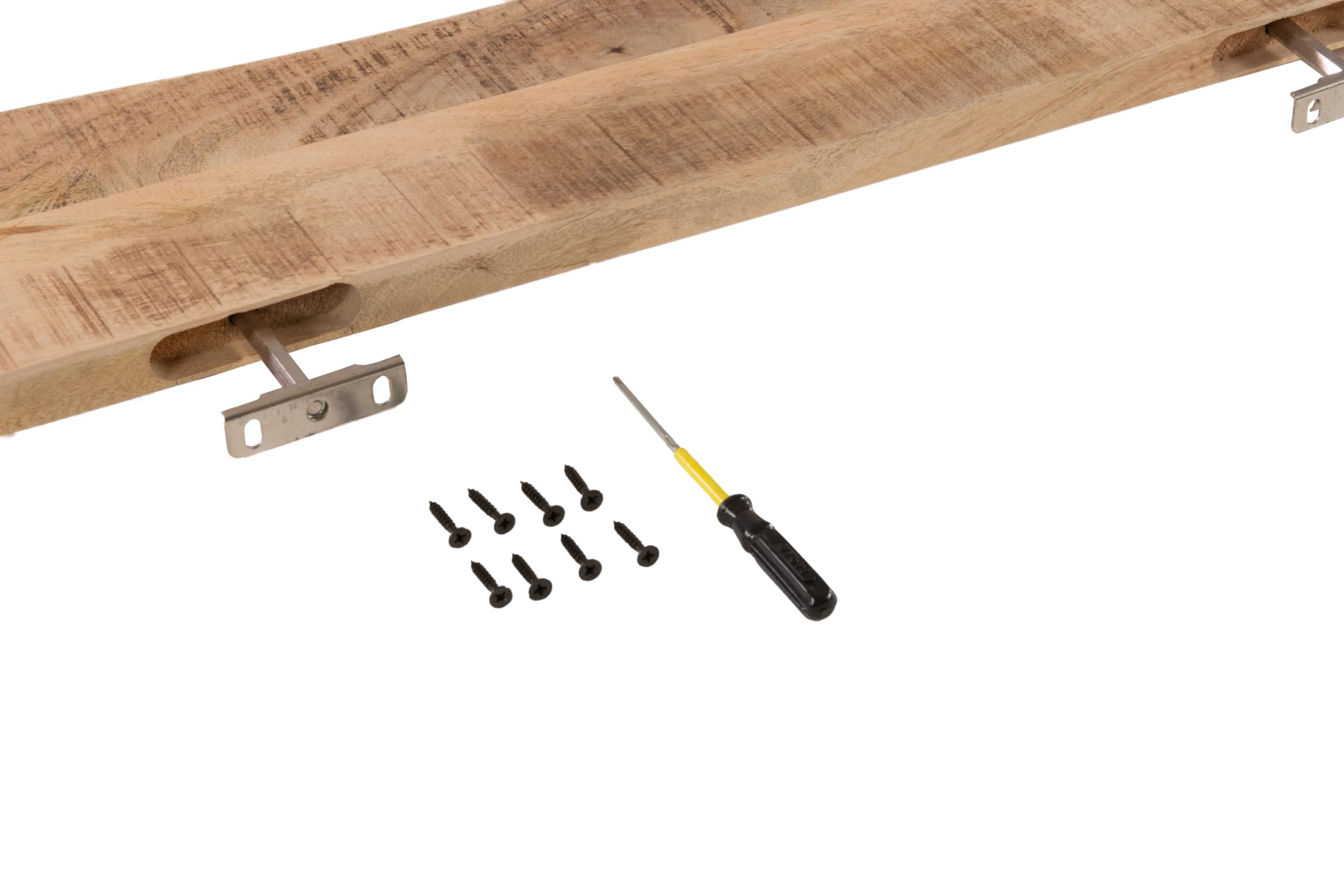 SAM Wandregal Amanda, Mangoholz massiv & rau/Natur, Holzregal/Steckboard mit Baumkante, 100x20 cm Regal