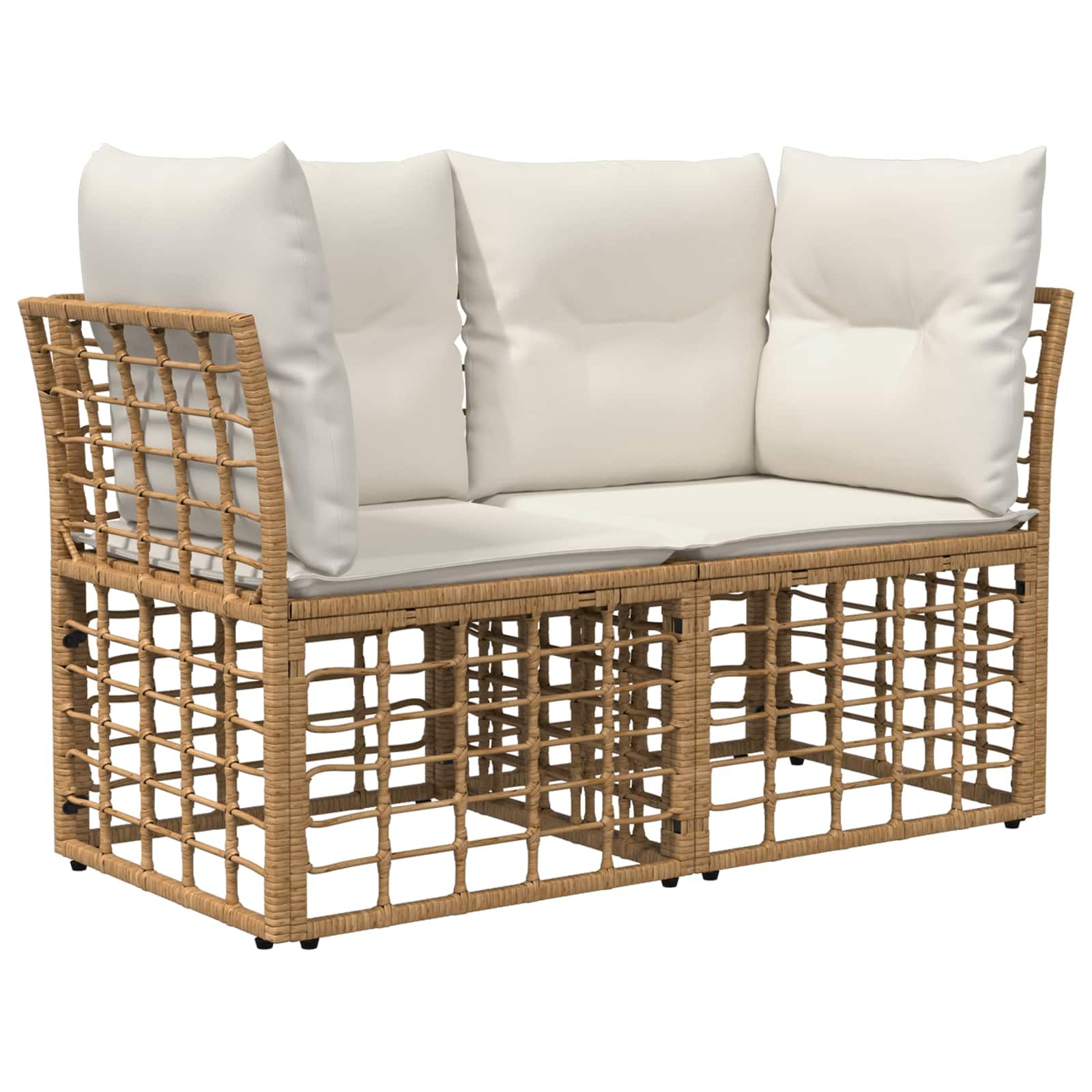 Set divano da esterno in polyrattan, 11 posti, colore naturale | Mobili da giardino modulari in rattan con poggiapiedi regolabili e cuscini per terrazza e giardino.