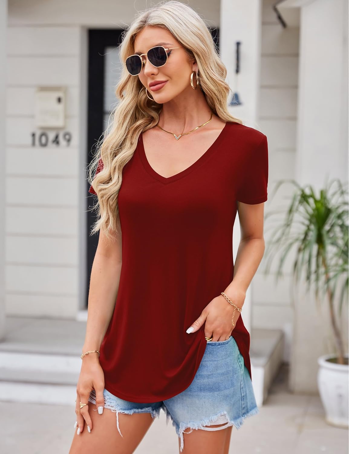 Elegante Leichtigkeit: Beluring Damen V-Ausschnitt T-Shirt für den Sommer