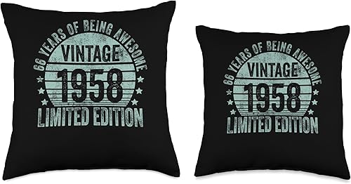 Miniatura 3 de Retro 66th Birthday Gifts Men Women Throw Pillow, 18x18, Multicolor