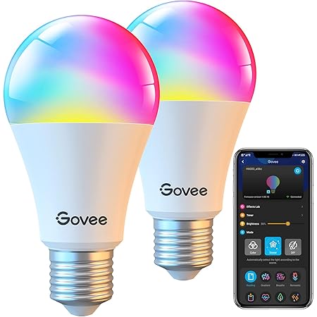 Govee Smart Light Bulbs, Dimmable RGBWW 9W LED Light Bulb 60W Equivalent, Work with Alexa & Google Assistant, No Hub Required, A19 Decorative LED Color Changing Bulbs for Bedroom Living Room(2 Pack)