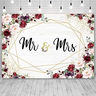 SENDY 7x5ft Miss to Mrs Backdrop for Bridal Shower Burgundy Floral Bride Groom Engaged Ceremony Photography Background Wedding Anniversary Party Decorations Banner Photo Studio Props