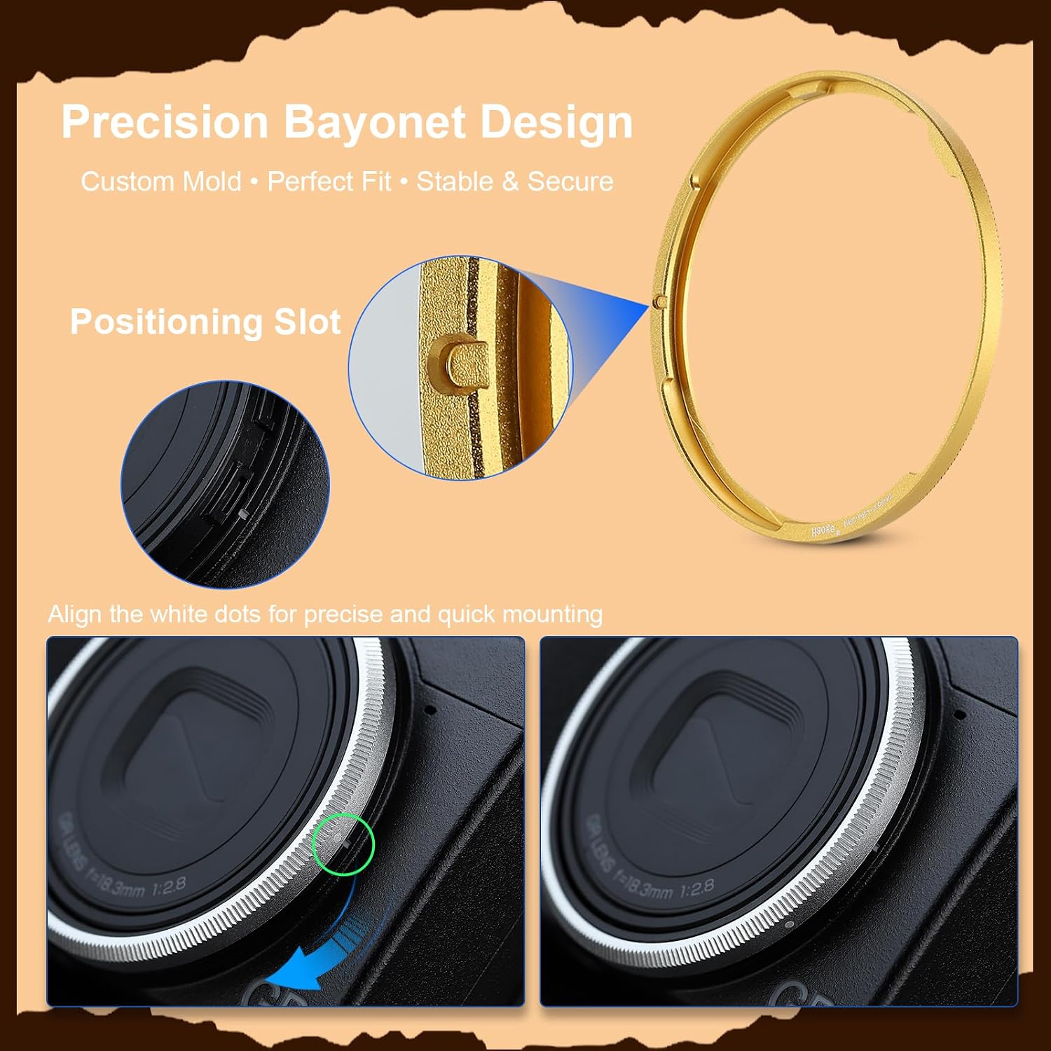 Haoge Metal Decorate Ring Cap for RICOH GR IV GR4 Camera Lens Accessories Replaces GN-3,RRC-GR4-Rose Gold image 4