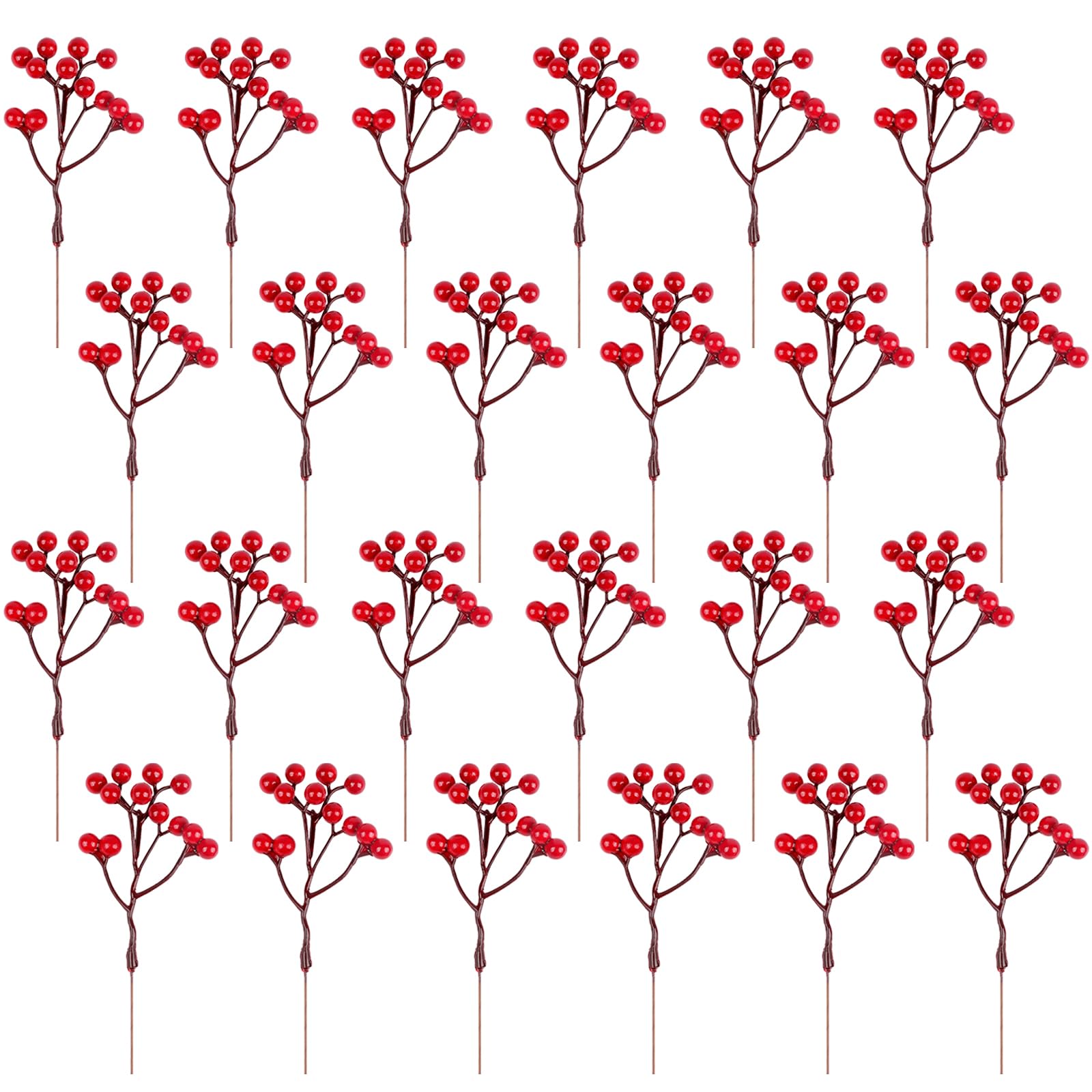 Bayas rojas artificiales de 18 cm Fangoo para decoración de árboles de Navidad y manualidades