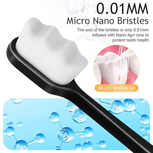 Miniatura 2 de VEGOLS Cepillo de dientes extra suave para adultos con 20000 cerdas suaves, (paquete de 6) cepillos de dientes micro nano manuales para proteger las