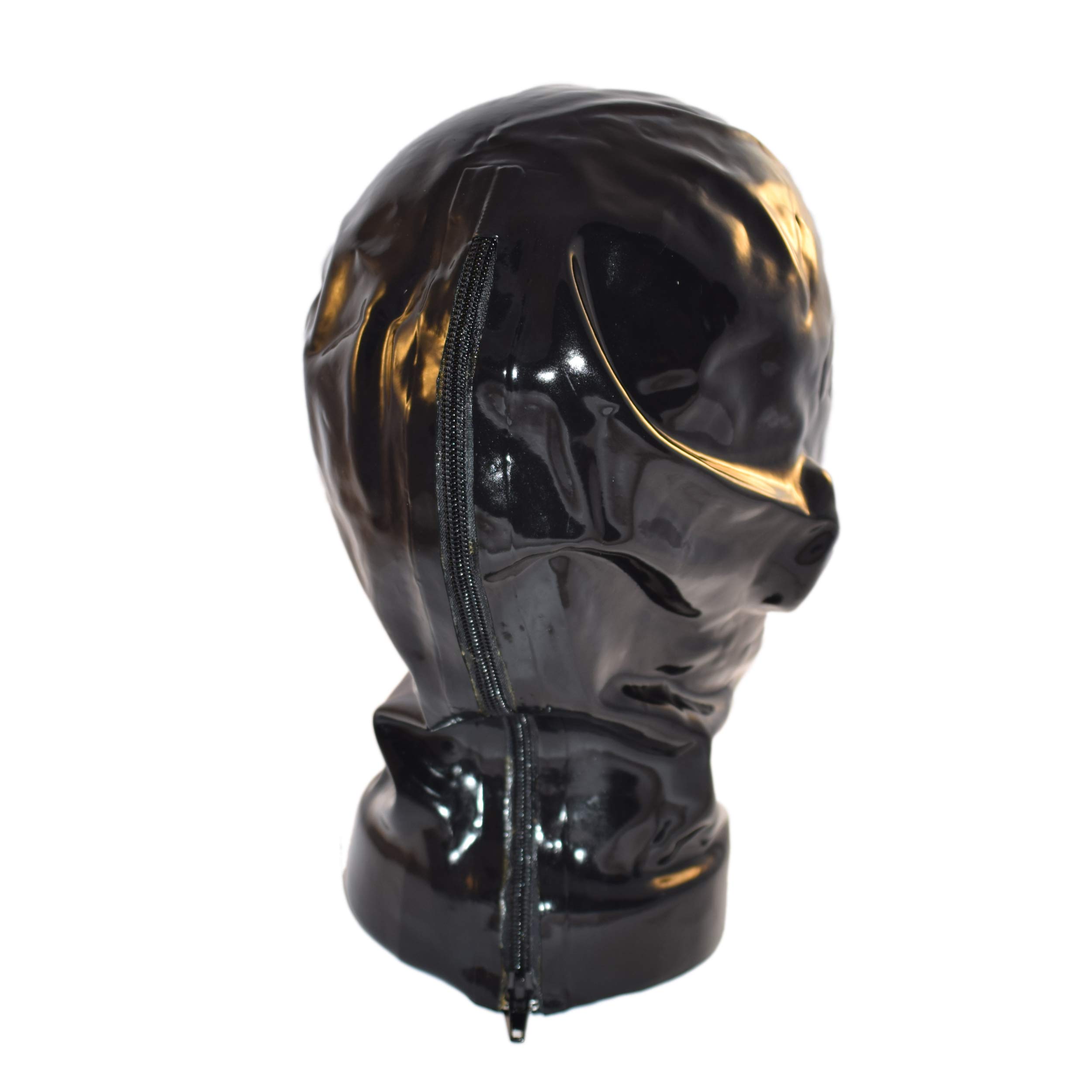 Rubberfashion Maschera in lattice - Maschera in lattice chiusa con rivestimento per bocca - Tubo nasale e cerniera Uomo e donna