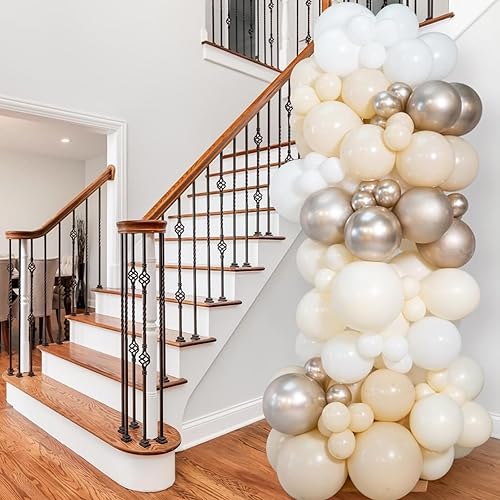 Miniatura 5 de Globos de arena blanca, paquete de 66 globos de látex blanco arena de 12 pulgadas para bodas, novias, baby shower, cumpleaños, graduación,