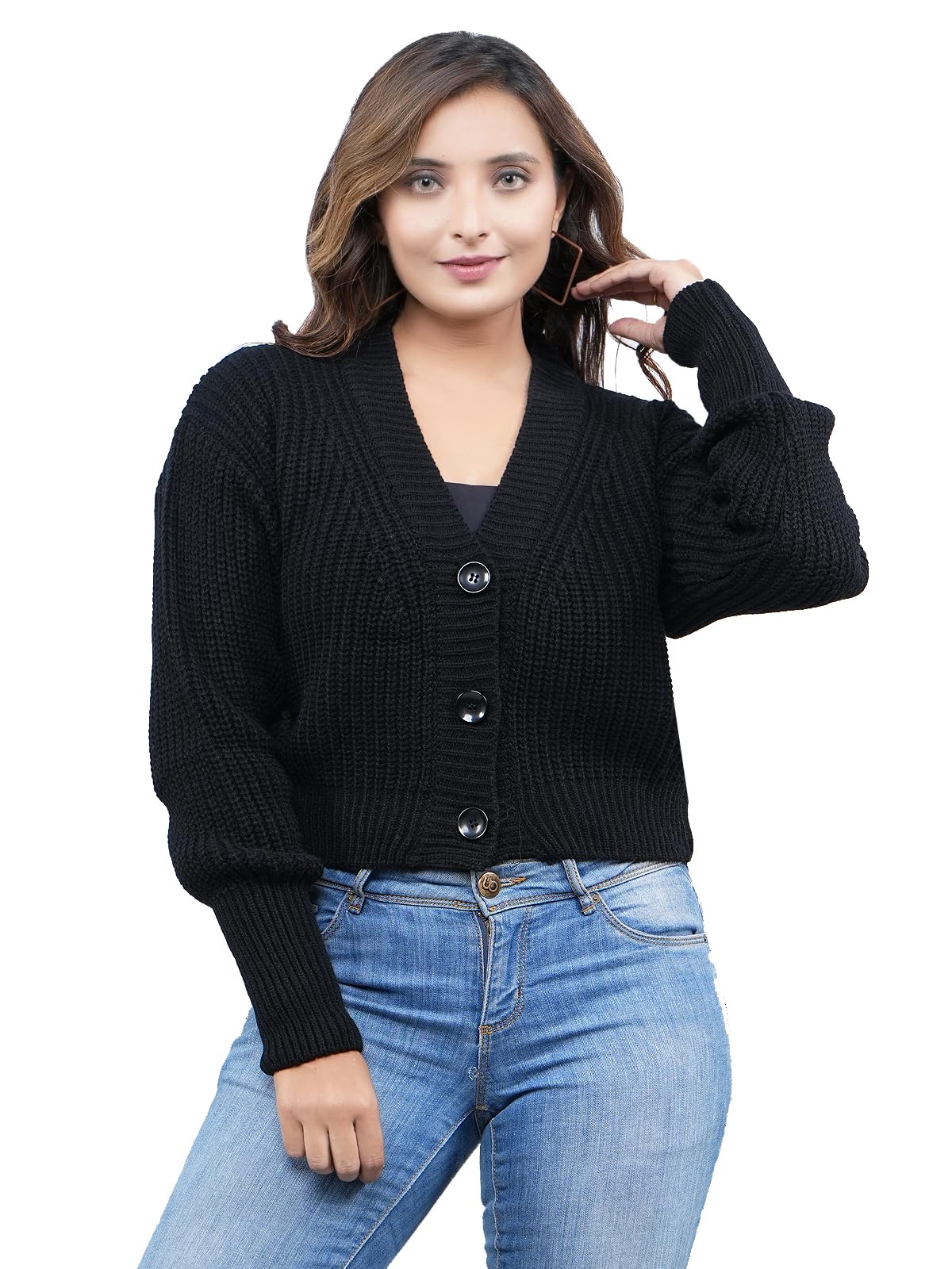 Stylish Vneck Sweater | Women's Knitted Sweater | Self Design | Casual Wool | Sweater for Ladies | Cardigans Sweater