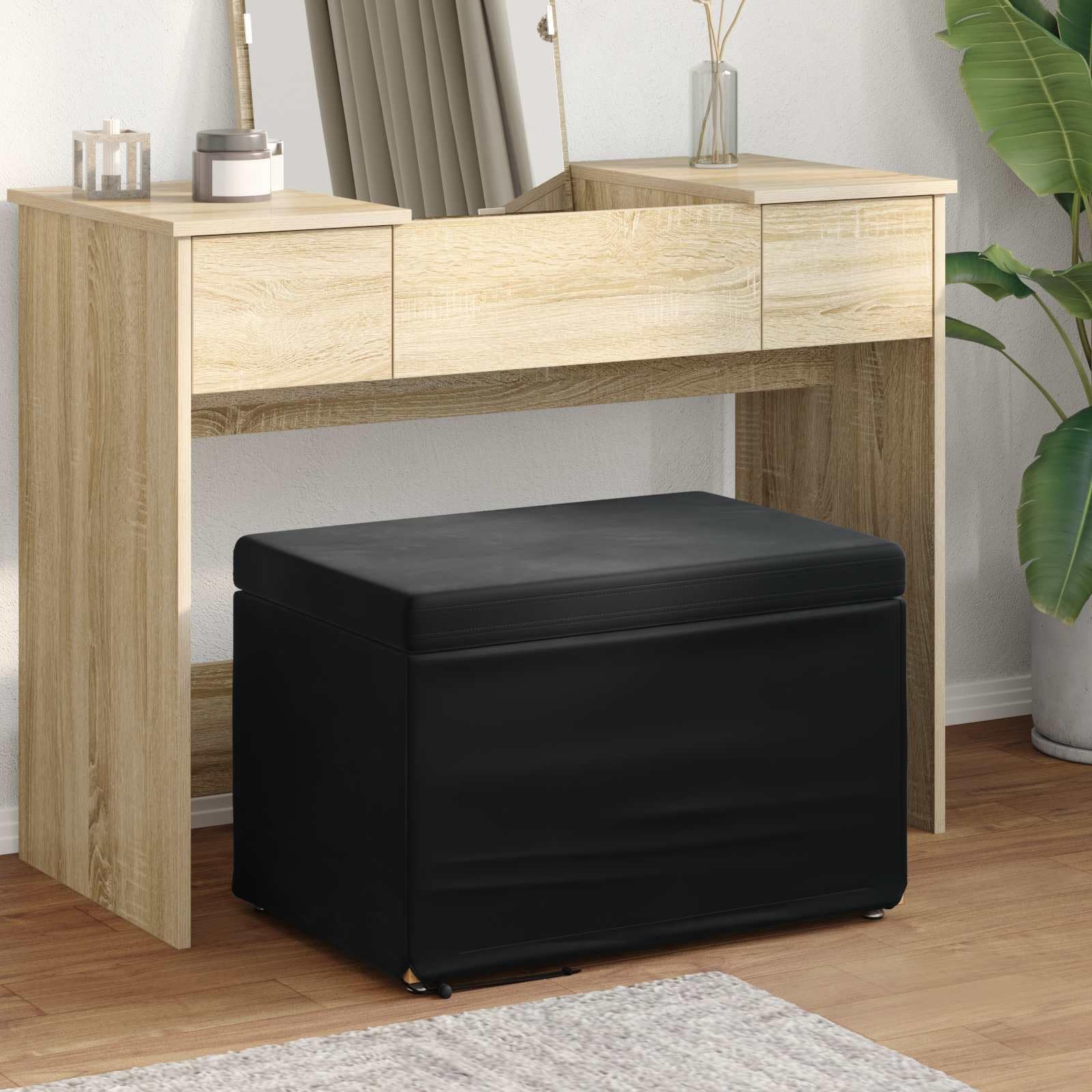 Tabouret noir élégant en velours et bois d'ingénierie au style contemporain