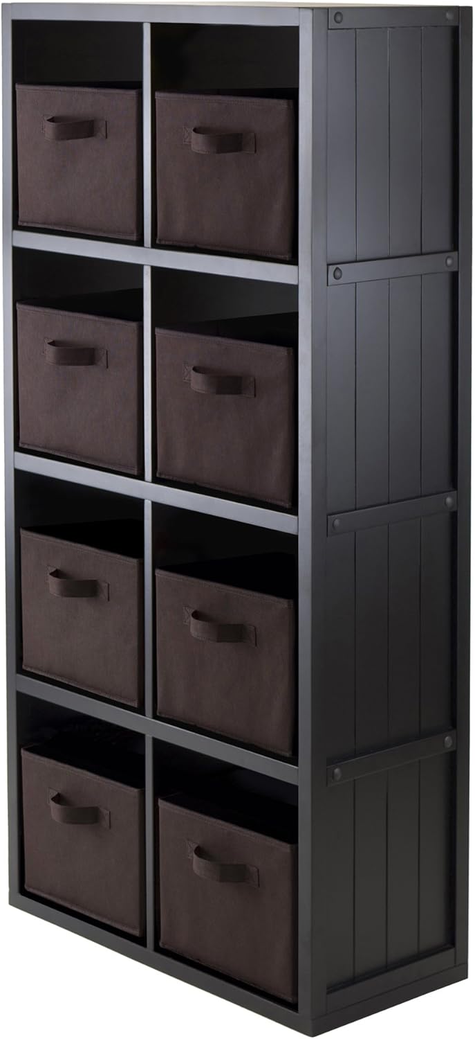 Winsome Timothy 9-Pc Set, 4x2 Grid Shelf & 8 Fabric Baskets