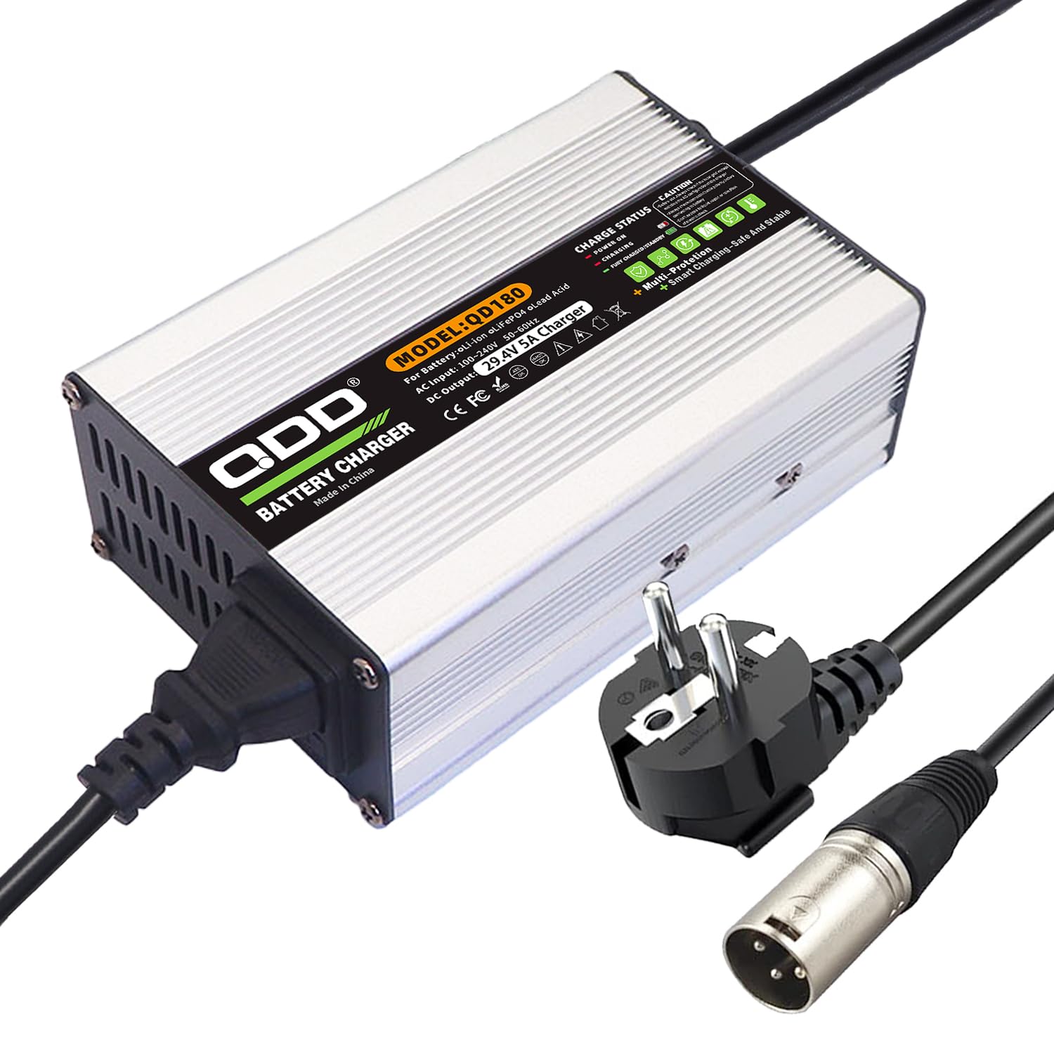 QDD - Adaptador de corriente (29,4 V, 5 A, para bicicleta eléctrica, Scooter de movilidad, cargador de batería de litio, 24 V, 25,9 V, conector XLR de 3 pines