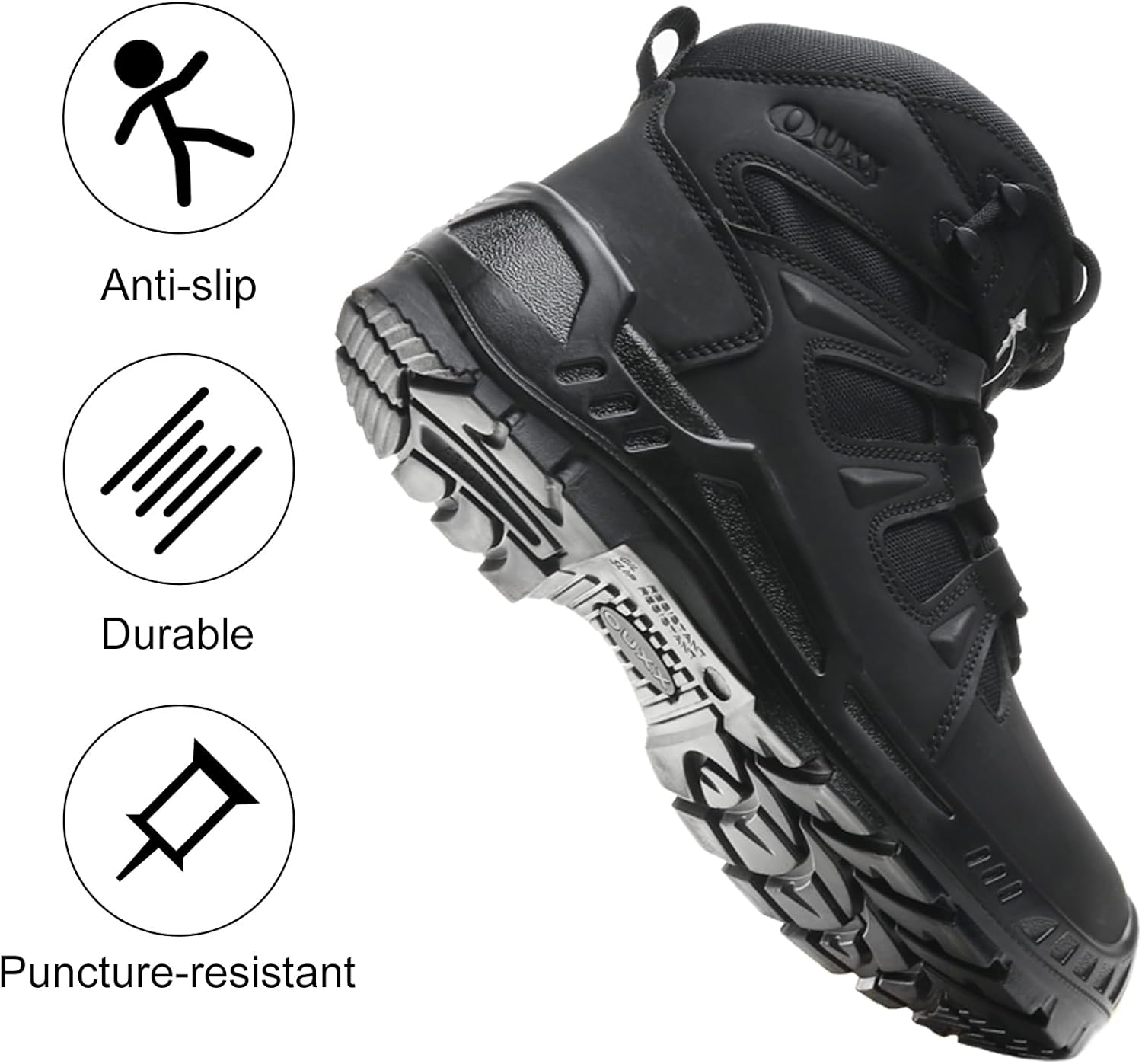 OUXX Men's Composite Toe Work Boots, ASTM F2413 Safety Shoes, Metal Free, Slip-Resistant Boot(OX4603) - Image 3