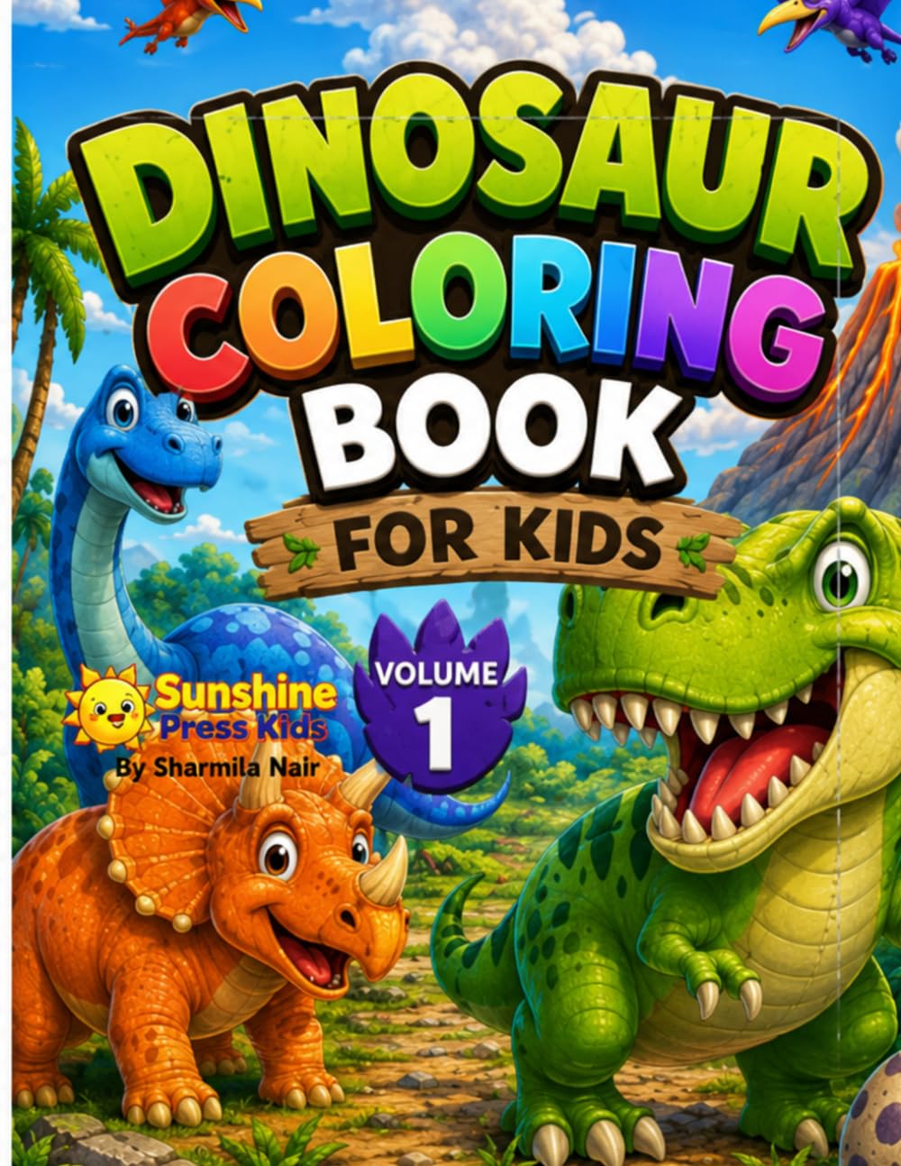 Cute Dinosaur Coloring Book for Kids Volume 1