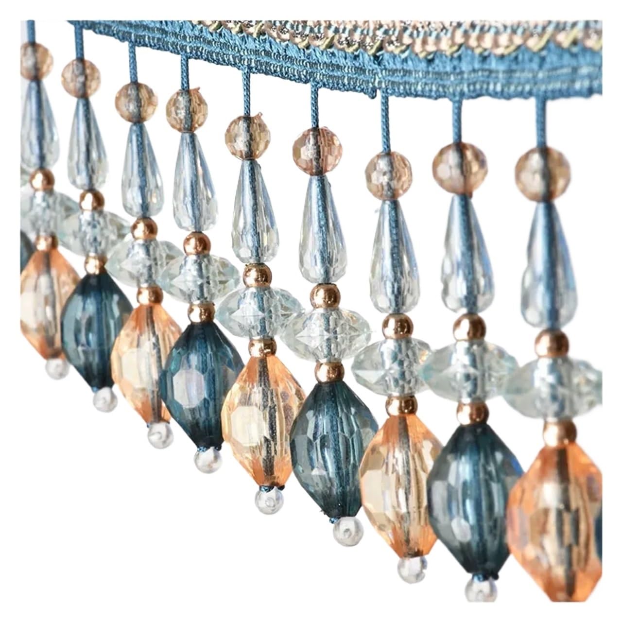 Flecos con Abalorios Colgantes de cuentas cristal 3 metros, borde cortina, costura, flecos, borlas, recorte, tapicería, decoración boda(7)