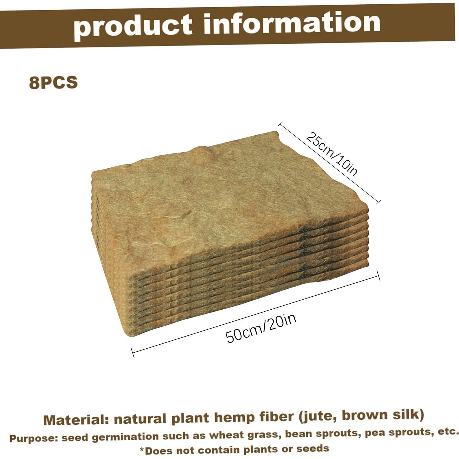 Generisch MicrogreensAnzuchtmatte, 8PCS Hanfmatten für Den Anbau Von Microgreene, Bio Keimmatte Sprossenpads, Hydrokultur Pflanzpads, für Pflanzer Fenster Kasten Blumenkorb Tierische Haustiermatte