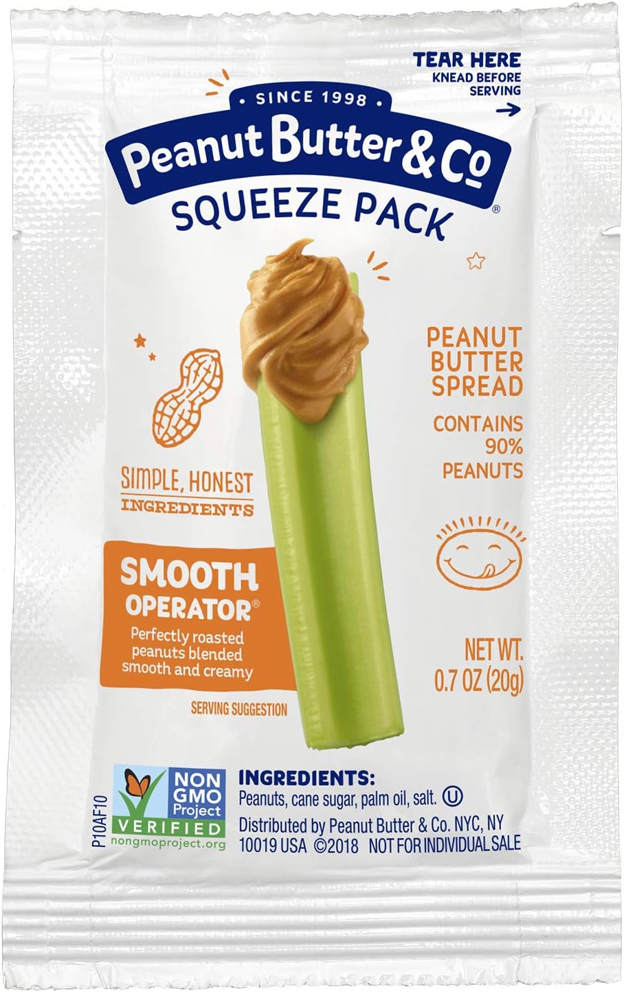 Peanut Butter & Co. Smooth Operator Peanut Butter Squeeze Packs, Non-GMO Project Verified, Gluten Free, Vegan, .7 Ounces (Pack of 200)