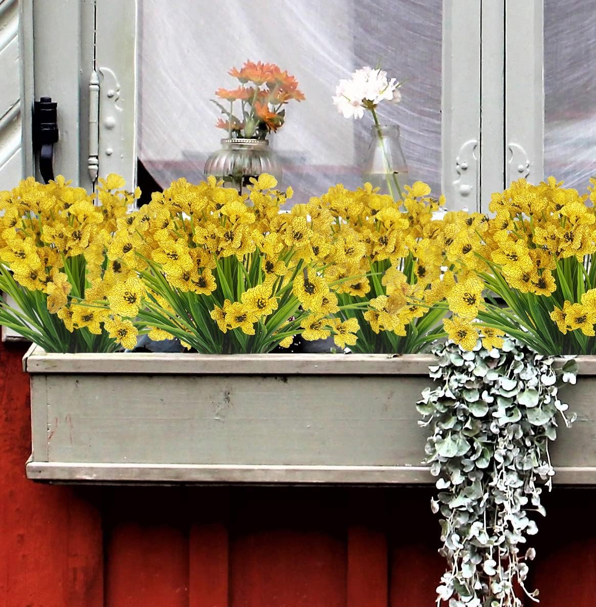 14 Bundles Fake Flowers Plastic Outdoor Artificial Plants Indoor Faux Flowers Garden Patio Porch Window Box Decorating, No Include vase - Image 5