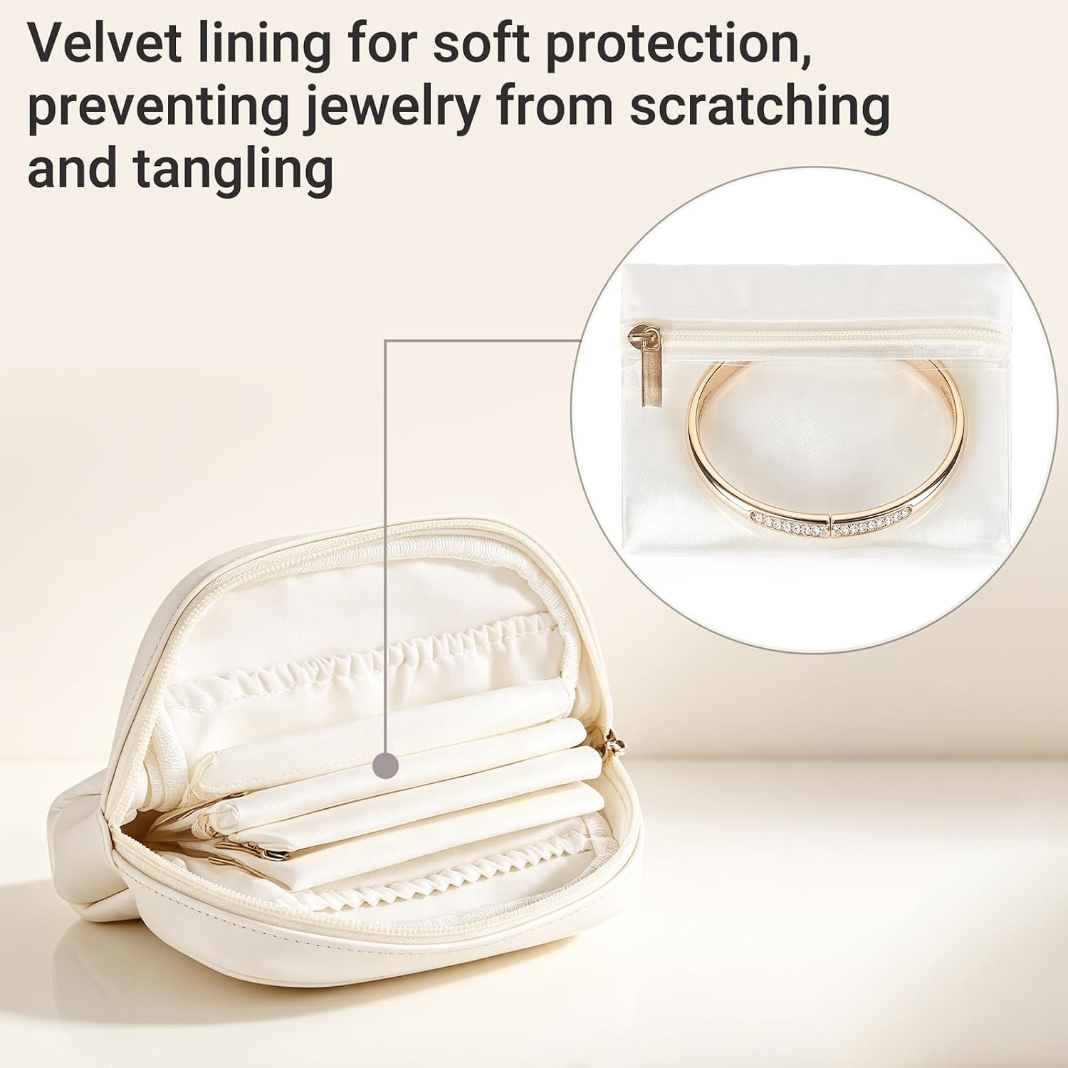 Mkono Travel Jewelry Case Small Water‑Resistant PU Leather Jewelry Pouch Bags with Compartments for Storage Velvet Travel Jewelry Organizer for Bracelets Earrings Necklace Ring Gift for Women