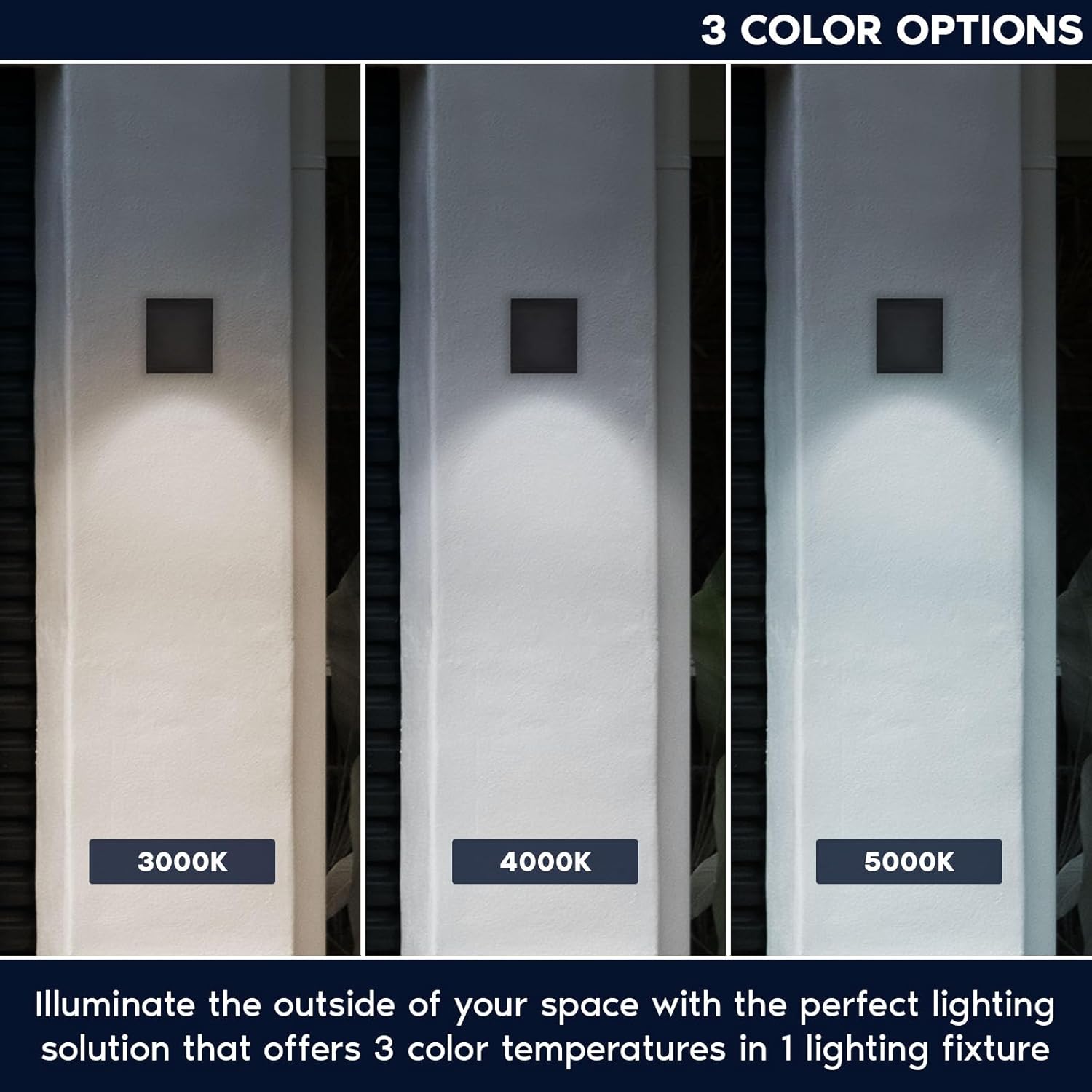 LUXRITE LED Up or Down Outdoor Cube Wall Light, Modern Black Wall Sconce, 3CCT Selectable 3000K 4000K 5000K, 15W, Anti-Rust Aluminum, IP65 Waterproof, ETL, Outside Porch Lights, Patio, Garage 2-Pack