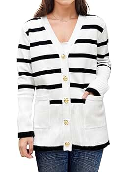 Women Sweaters Cardigan Fall Striped Trendy Ladies Sweaters