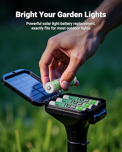 Miniatura 7 de EBL Batería solar AA AAA recargable para luces solares al aire libre, NIMH precargada 1.2V recarga hasta 1200 veces para jardín paisajismo luces