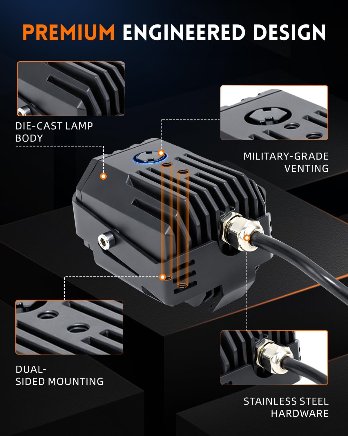 CO LIGHT 2nd Gen LED Motorcycle Fog Lights, Death-Curve Savior for Pacific Coast/Tail of Dragon etc, 20000LM Military-Spec for Cruisers/Motorcycles/ATV/UTV, IP68 Stormproof (Pair)