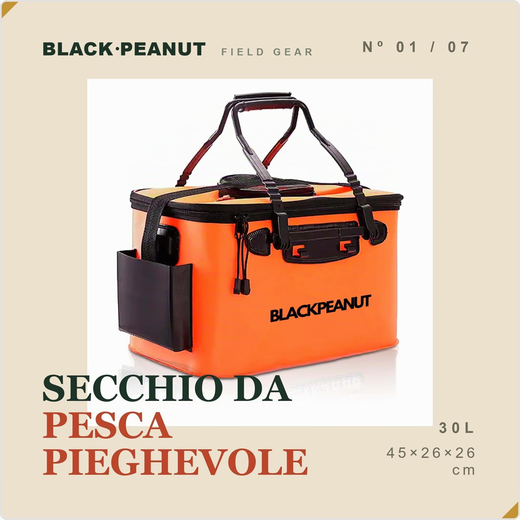 Secchio per Esca da Pesca, Diversi Formati e Colori, Articoli da Pesca Resistente, Mantieni Viva la Tua Esca più a Lungo, Secchio per Pescatori (30L, Arancione)