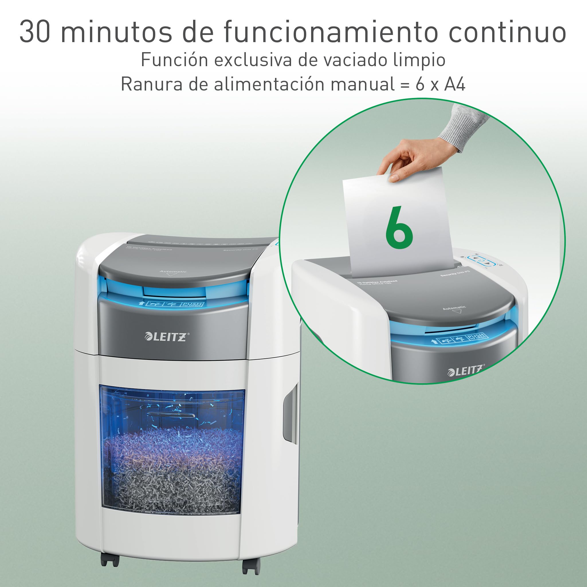 Leitz IQ OptiMax Autofeed 150 Destructora Microcorte Seguridad P5