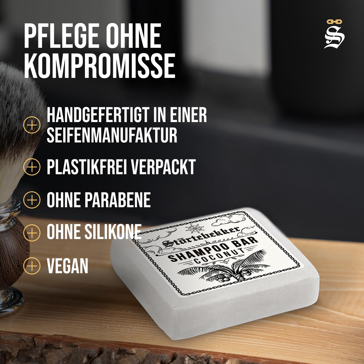 Störtebekker® Premium Shampoo Bar Kokos (6x) - Festes Shampoo Herren & Damen - 3in1 Duschseife Männer für Haare, Kopfhaut & Bart - Feuchtigkeitsshampoo - vegan, handgefertigt - 6x100g