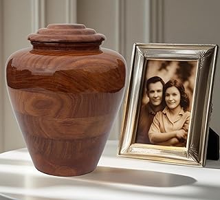 Rosewood Handmade Cremation Urn Unique Design Turn Wood Adult Ash - Male & Female Ashes Premium Quality Human Ash Natural Wood Urn Large - 8 x10 (200) Cubic Inches Decorative Urn