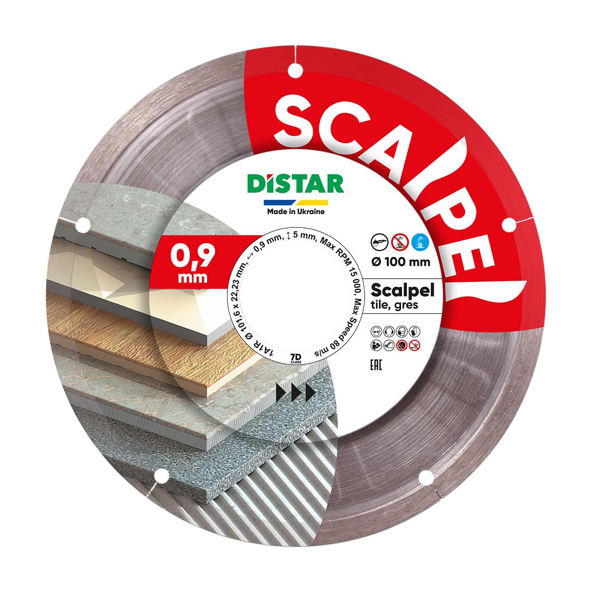 Disco de corte de diamante 1A1R 101,6 x 0,9 x 5 x 22,23 mm