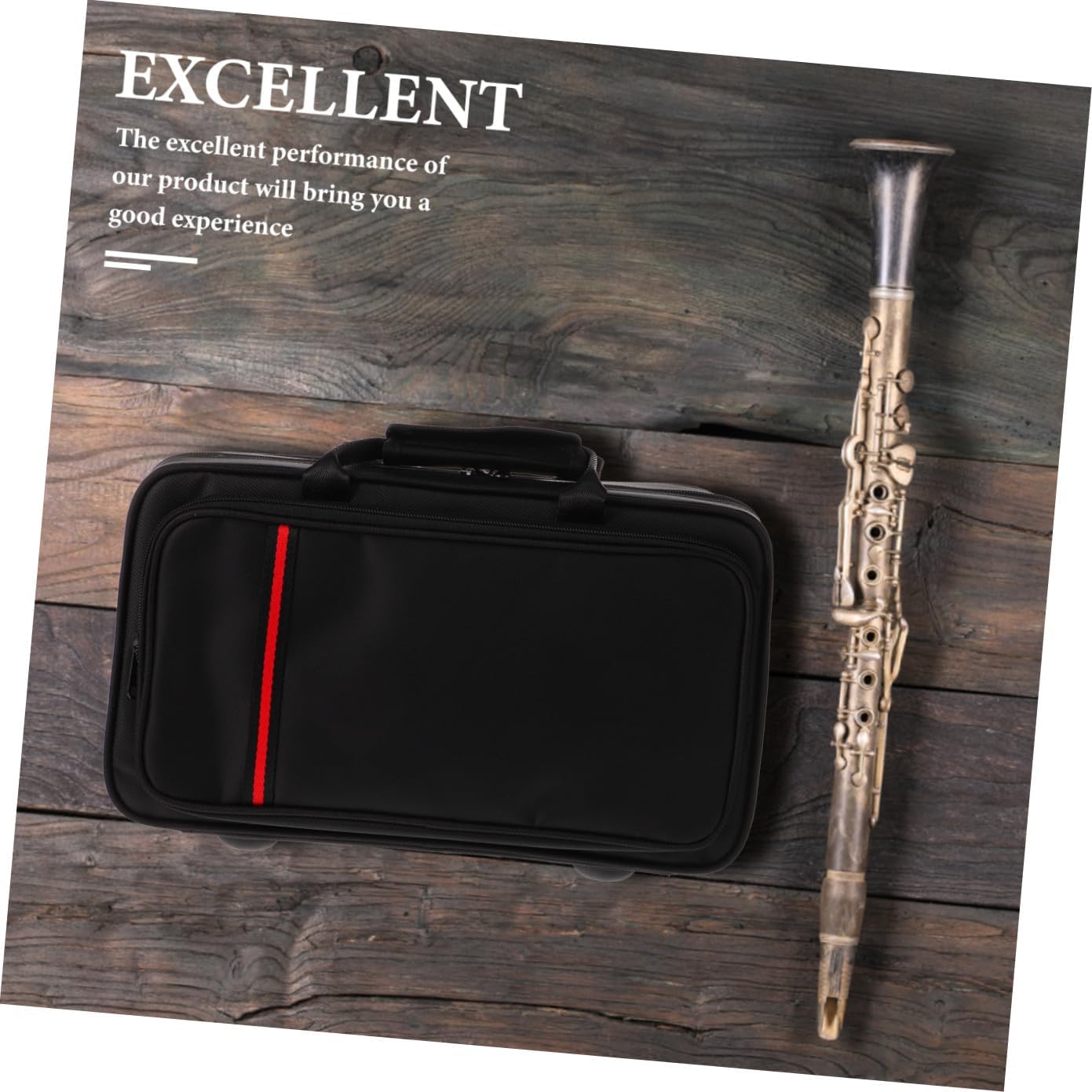 ABOOFAN Portable Clarinet Case Black Tube Square Box Music Instrument Storage Bag Leather Anti-pressure Clarinet Bag for Musicians