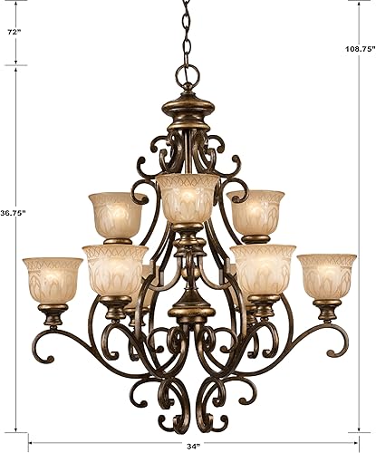 Miniatura 2 de Crystorama Norwalk 9 Lámpara de araña de bronce claro