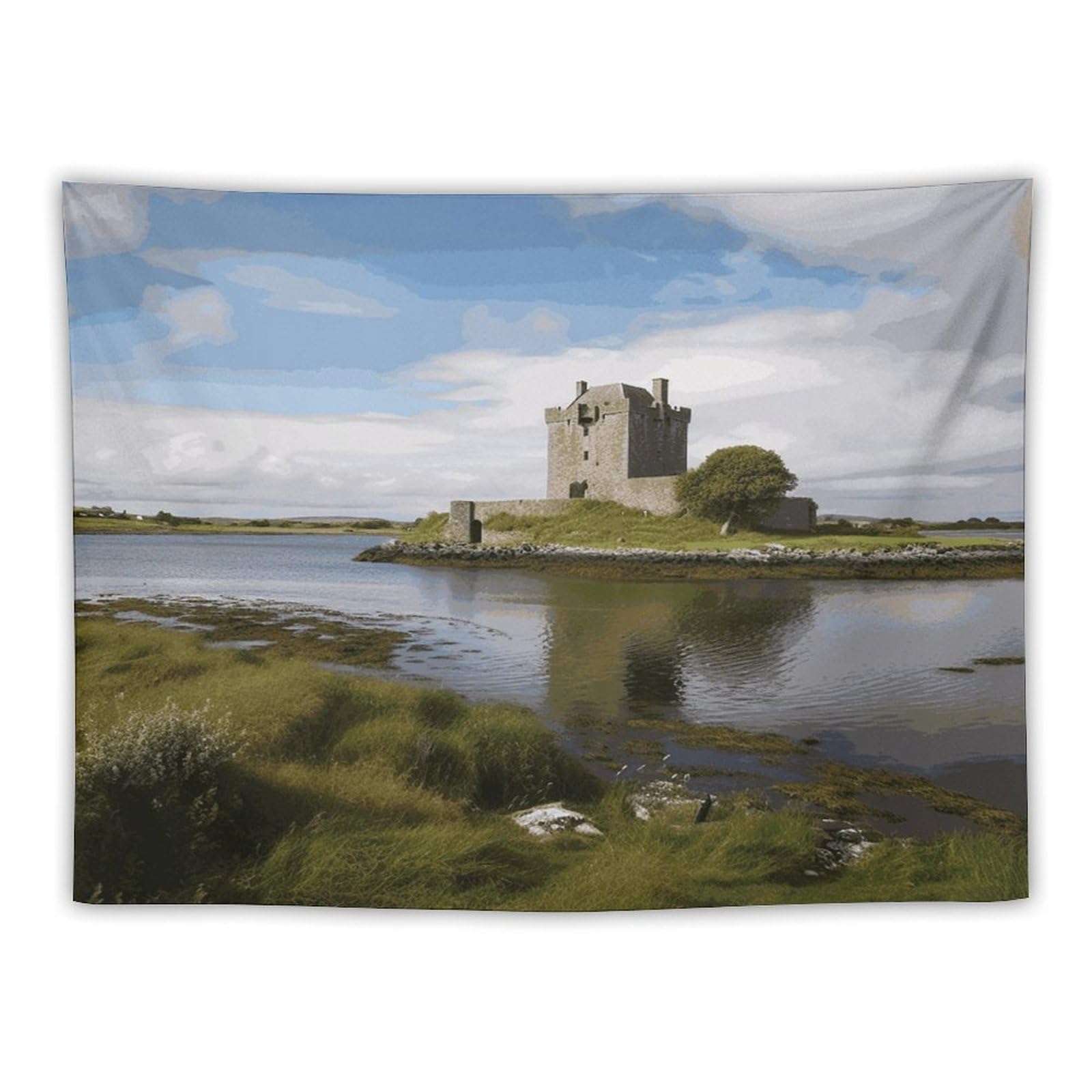 LDGSUPH View of The Dunguaire Castle Tapestry Wall Hanging Decor Anti-fading Aesthetic Wall Tapestries Fashion Wall Blanket Decor Modern Wall Art Tapestry for Bedroom Home Decor 30"x40"