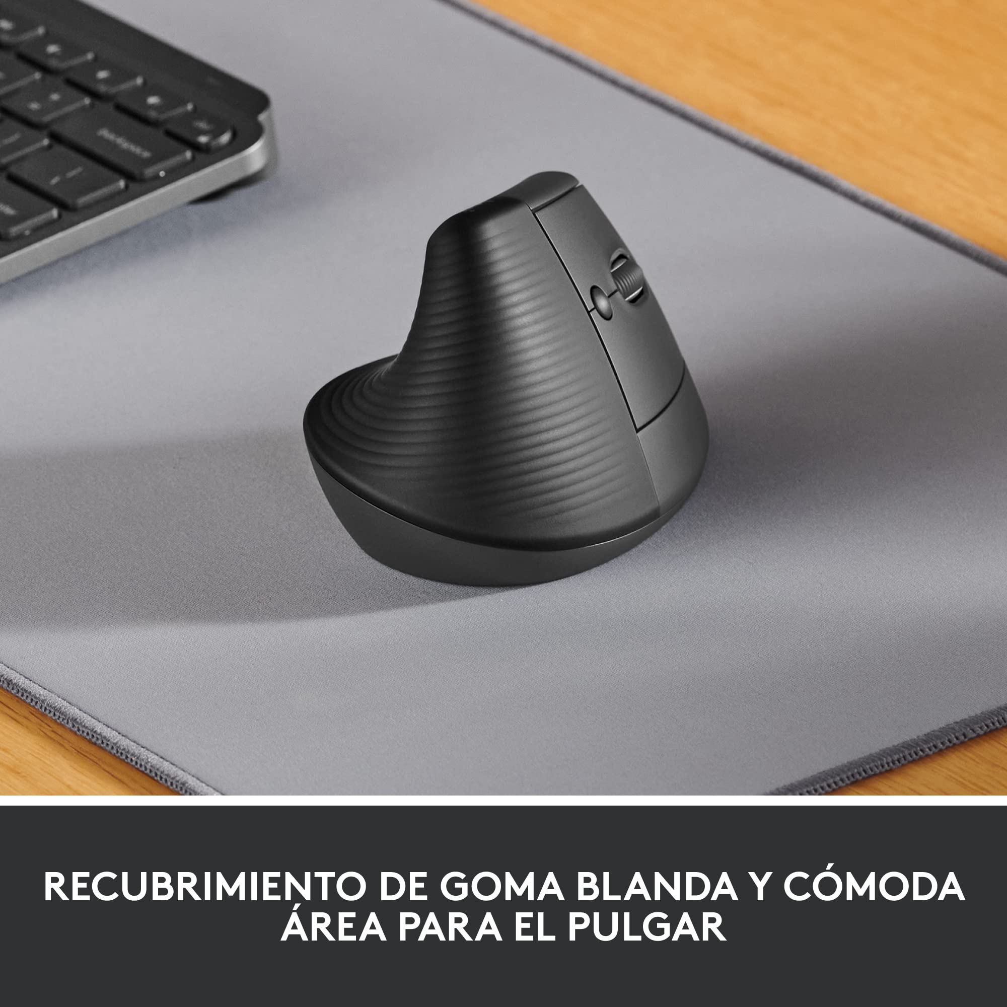 Logitech Lift Ratón Ergonómico Vertical, Inalámbrico, Bluetooth o Receptor Logi Bolt USB, clics Silenciosos, 4 Botones, Compatible con Windows/macOS/iPadOS, portátil, PC - Grafito