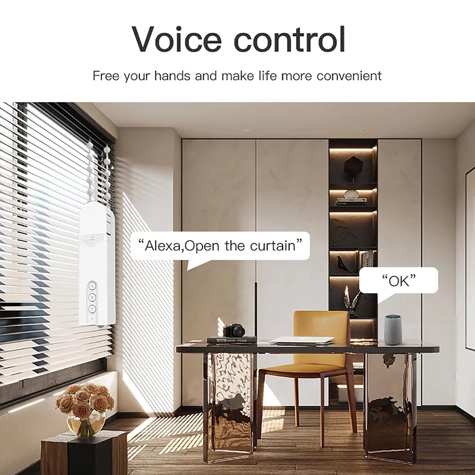 ERICAT Apritende Automatico, Robot Elettrico per Tende con App/Timer, Sollevamento Intelligente E Controllo Vocale Intelligente, Supporta Metodi di Controllo Multipli E Facile da Installare, per Casa