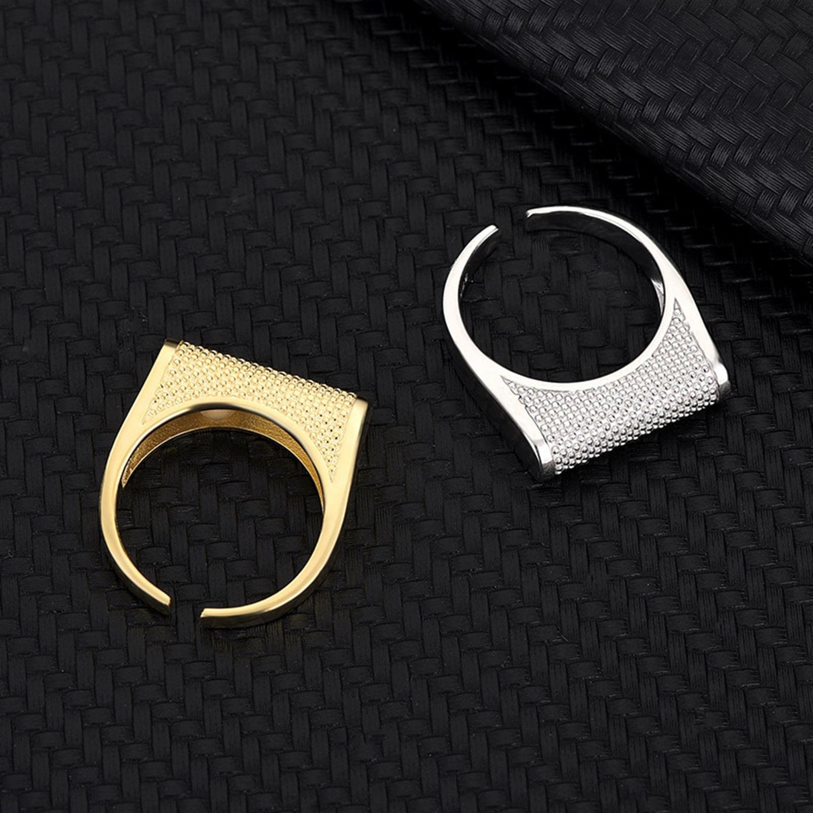 S925 Sterling Silber Ring Einstellbare 18K Open Verlobungsring Hip Hop Personalisierte Ring für Frauen,Gold