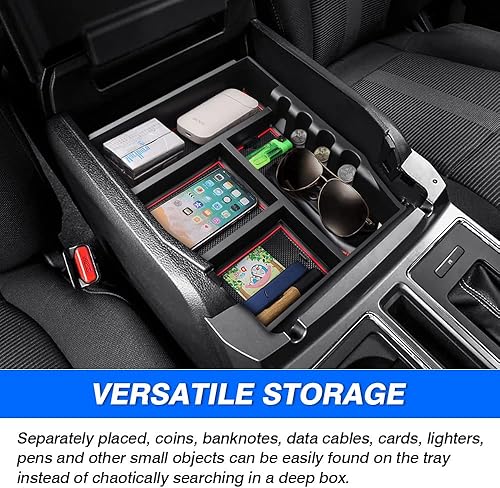 Miniatura 3 de Autorder Organizador de consola central para Ford F-150 F150 2021-2026 Accesorios Caja de almacenamiento para reposabrazos Bandeja de inserción
