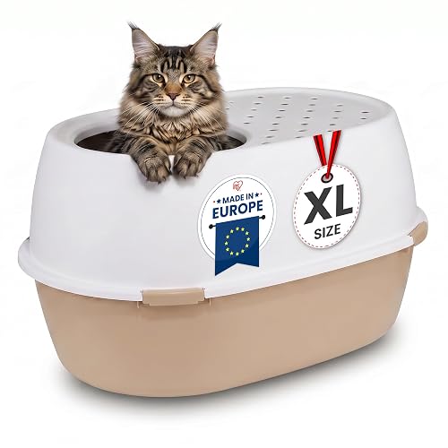 Iris Ohyama, Bandeja de arena para gatos XL, Arenero para gatos XXL, Blanco, Caja de arena, Apertura…