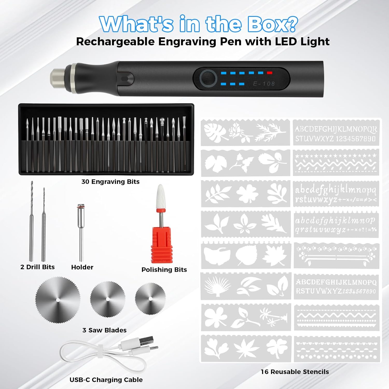 Longzhuo Electric Engraving Pen with 37 Bits & 3-Speed Adjust, USB Engraver Pen Tool for Metal, Wood, Glass, Plastic & 60+ Surfaces, Beginner Friendly for Father's Gift Day DIY Crafts,Personalization